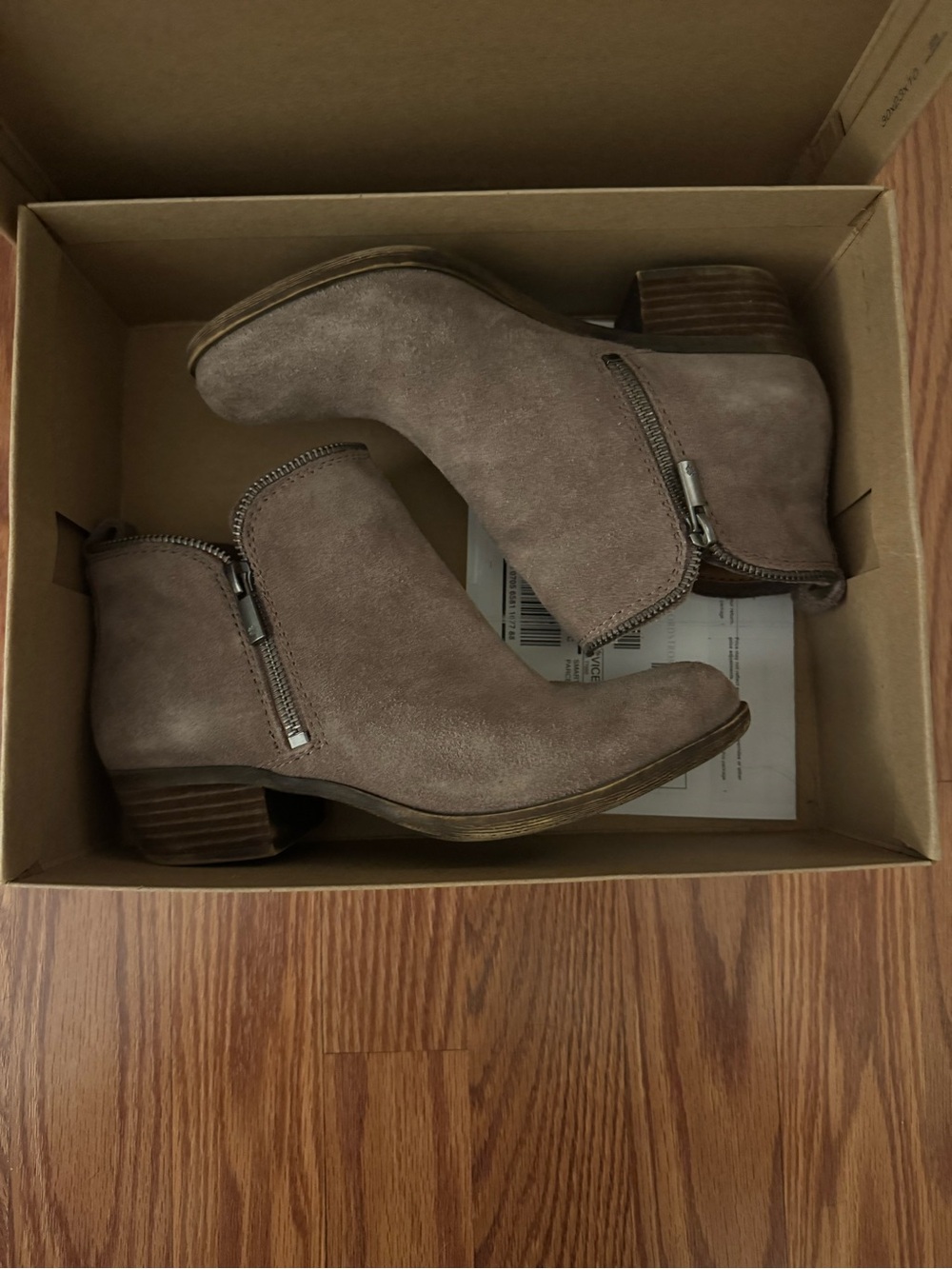 Lucky Brand Suede Zip Ankle Boots in Taupe - Women